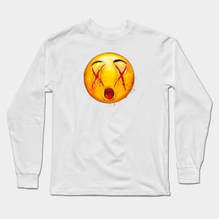 Scary Dizzy Face Emoticon Long Sleeve T-Shirt